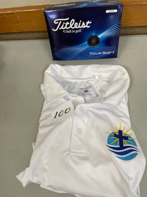 Man's large white Golf Shirt & Titleist Balls - Value $75 (100)