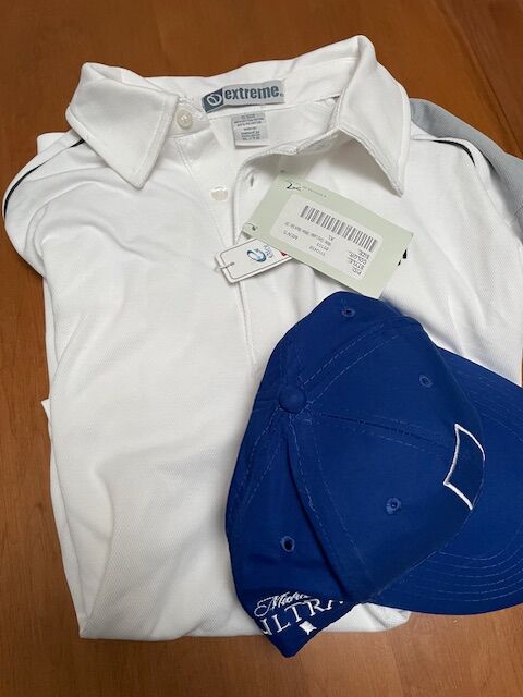 Man's White Golf Shirt XL & Hat - Value $50 (111)